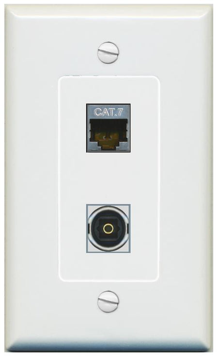1 CAT7 1 TOSLINK Wall Plate [Gray]