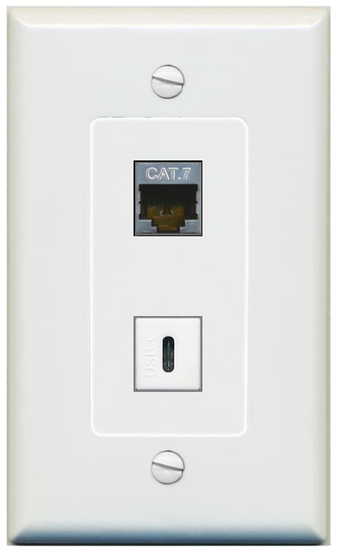 1 CAT7 1 USBC Wall Plate [Gray]