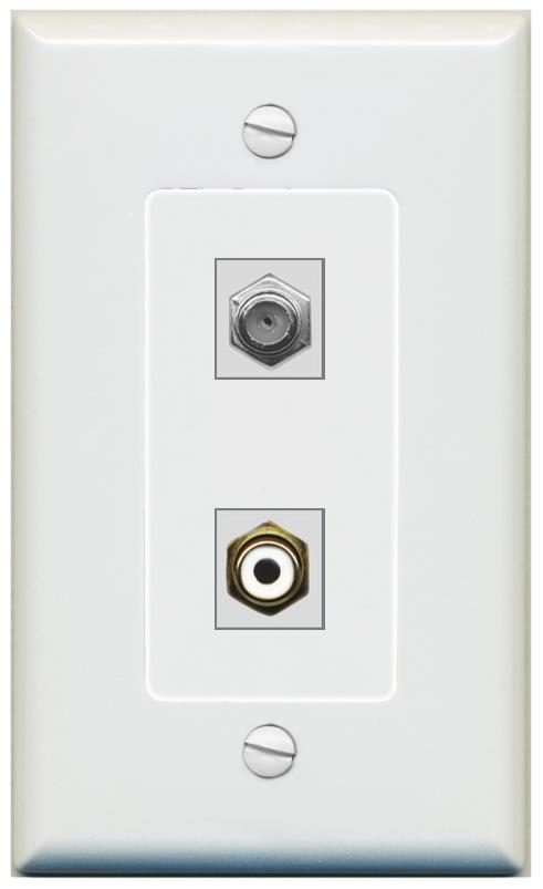 1 COAX 1 RCA-WHITE Wall Plate [Gray]