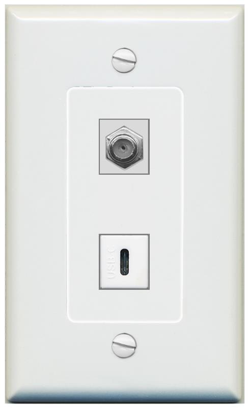 1 COAX 1 USBC Wall Plate [Gray]