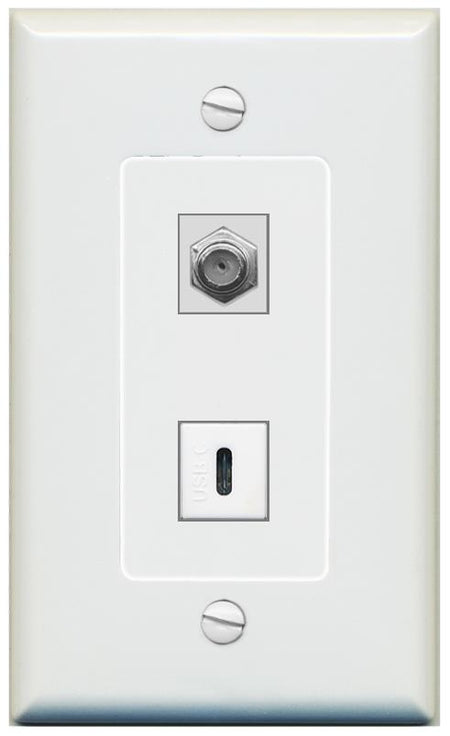1 COAX 1 USBC Wall Plate [Gray]