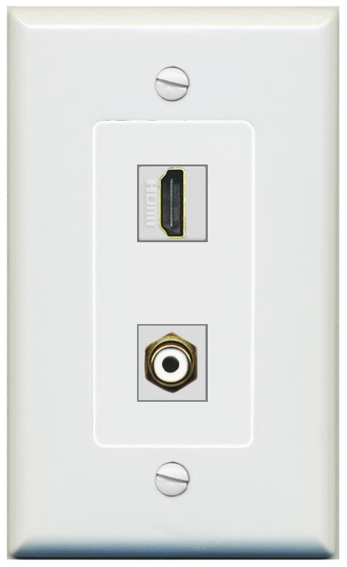 1 HDMI 1 RCA-WHITE Wall Plate [Gray]