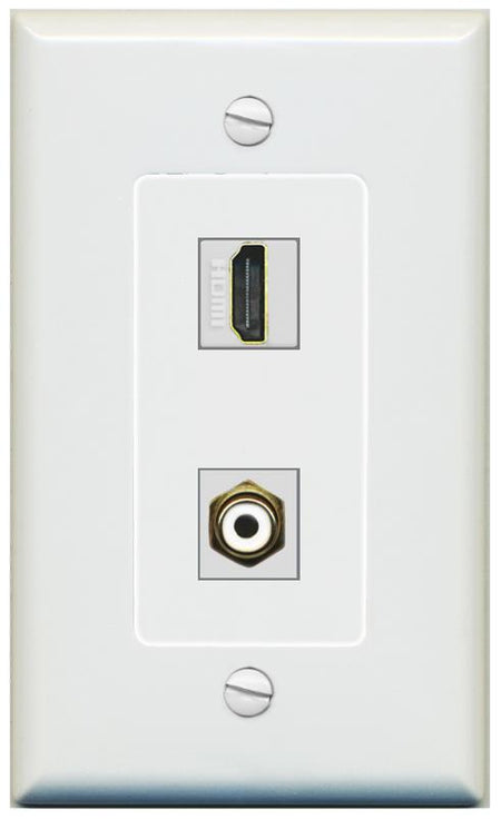 1 HDMI 1 RCA-WHITE Wall Plate [Gray]