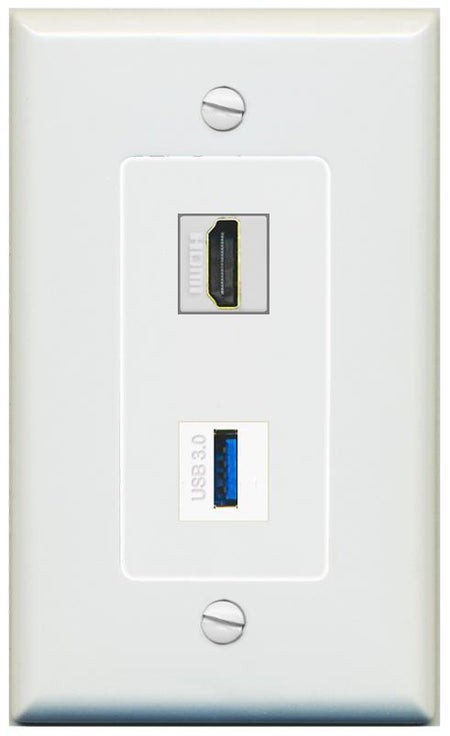 1 HDMI 1 USB-3 Wall Plate [Gray]