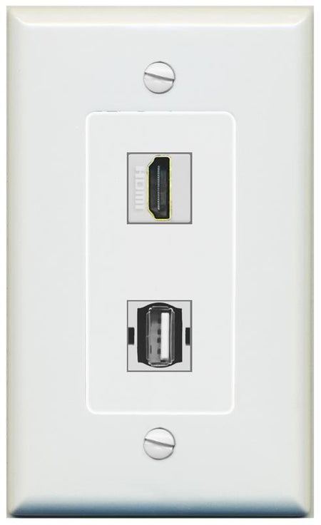 1 HDMI 1 USB2 Wall Plate [Gray]