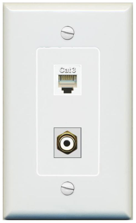 1 PHONE 1 RCA-WHITE Wall Plate [Gray]