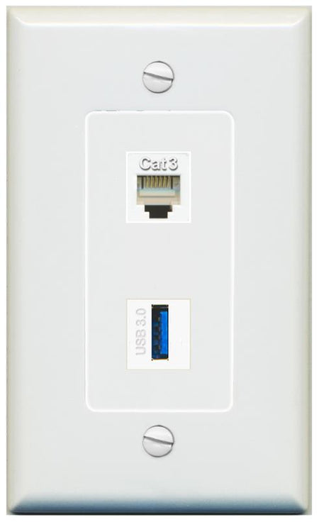 1 PHONE 1 USB-3 Wall Plate [Gray]