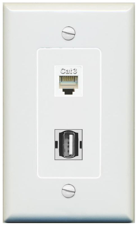 1 PHONE 1 USB2 Wall Plate [Gray]