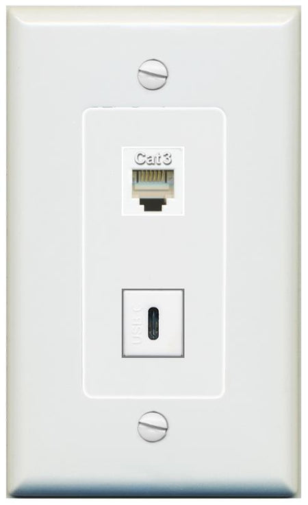 1 PHONE 1 USBC Wall Plate [Gray]