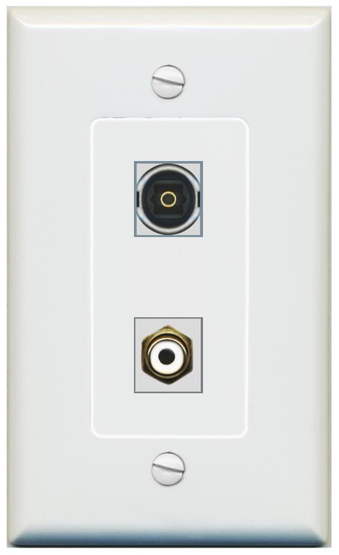 1 RCA-WHITE 1 TOSLINK Wall Plate [Gray]