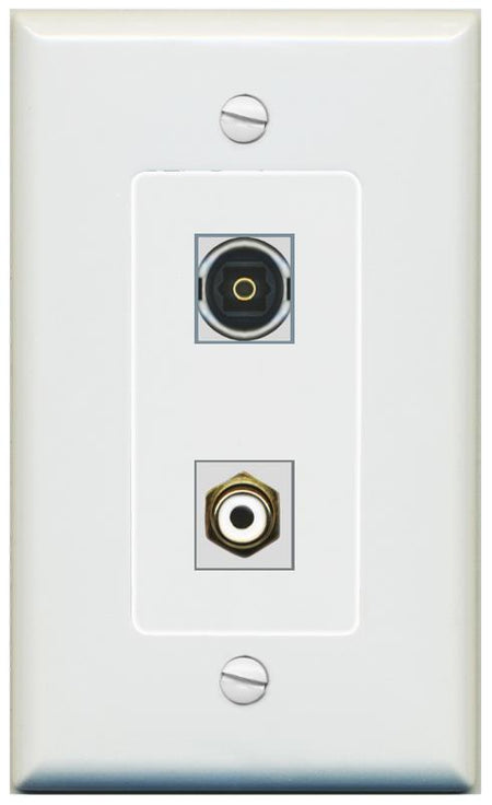 1 RCA-WHITE 1 TOSLINK Wall Plate [Gray]