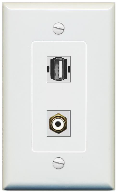 1 RCA-WHITE 1 USB2 Wall Plate [Gray]