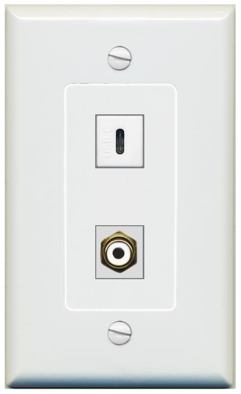 1 RCA-WHITE 1 USBC Wall Plate [Gray]