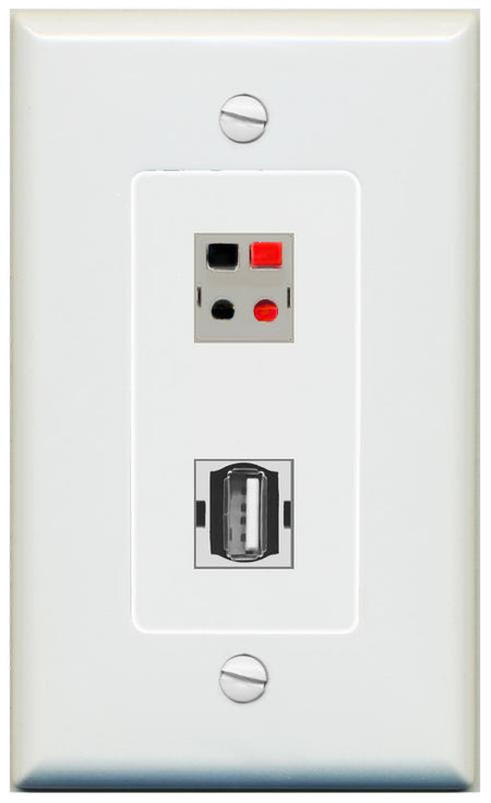 1 SPEAKER 1 USB2 Wall Plate [Gray]