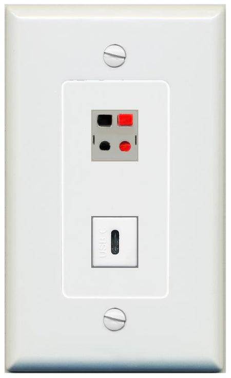 1 SPEAKER 1 USBC Wall Plate [Gray]