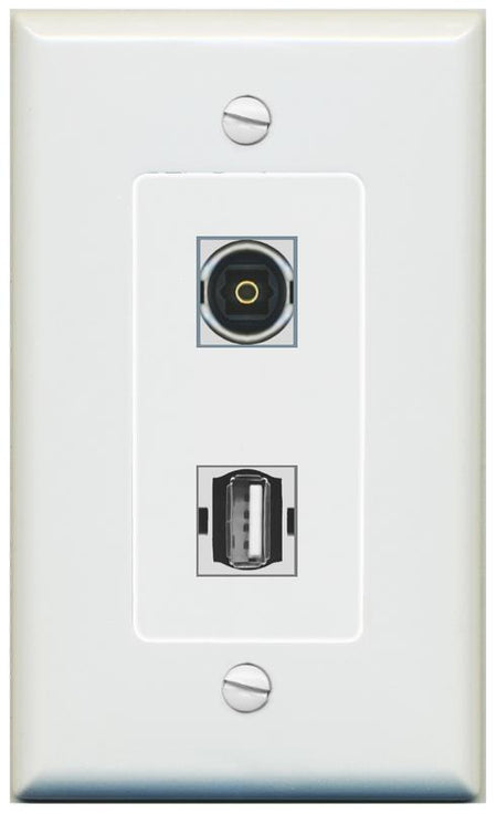 1 TOSLINK 1 USB2 Wall Plate [Gray]