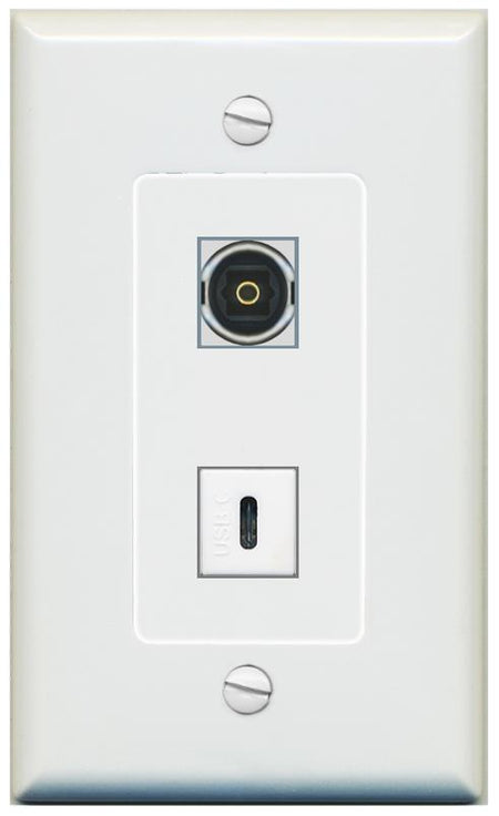 1 TOSLINK 1 USBC Wall Plate [Gray]