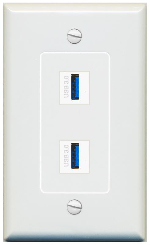 2 USB-3 Wall Plate [Gray]