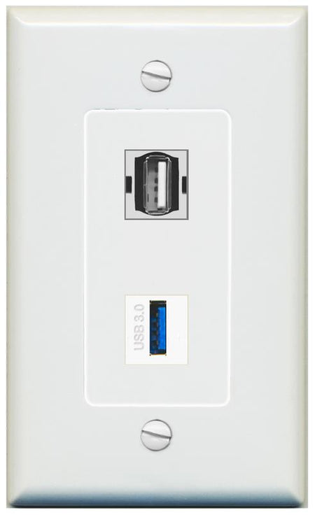1 USB-3 1 USB2 Wall Plate [Gray]