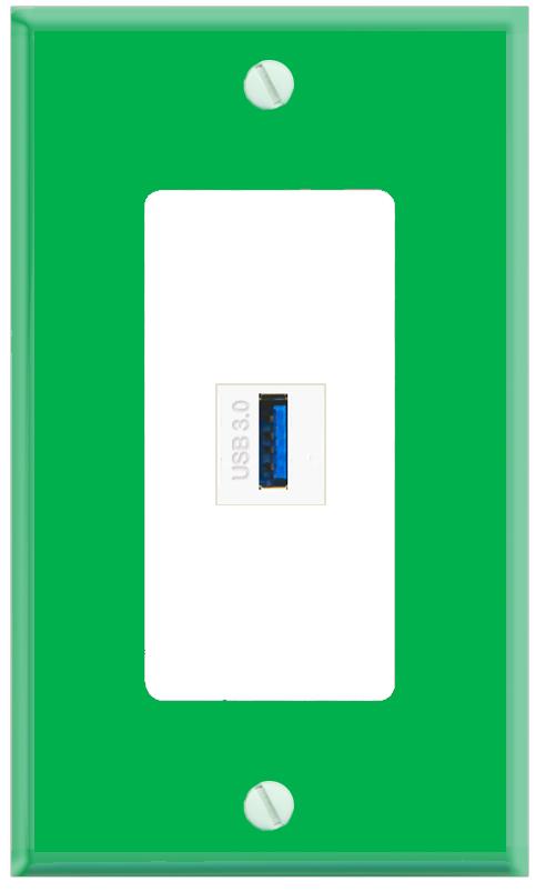 RiteAV USB-3 Wall Plate [Green-White]