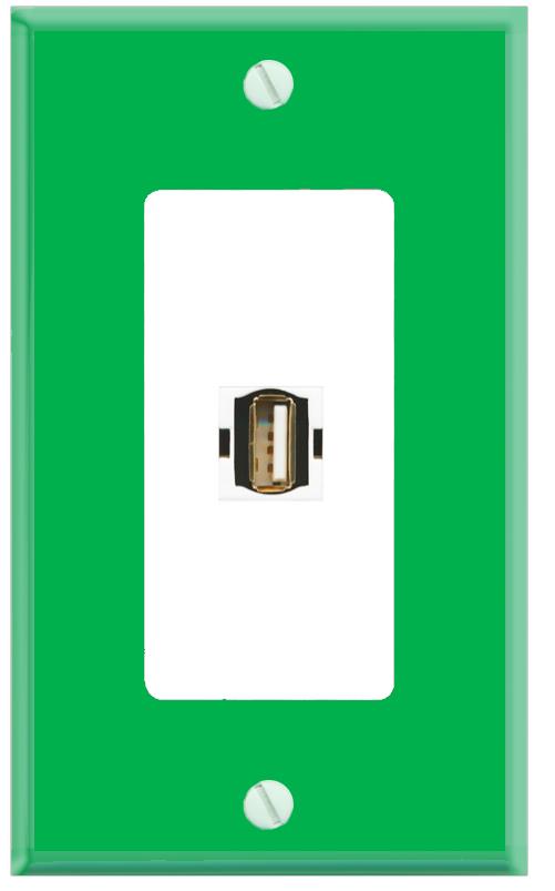 RiteAV USB2 Wall Plate [Green-White]