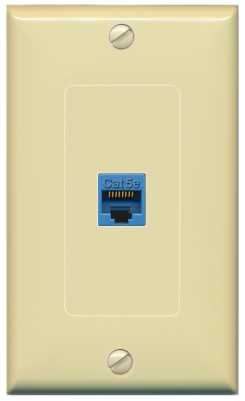 RiteAV -CAT5E-BLUE Wall Plate [Ivory]