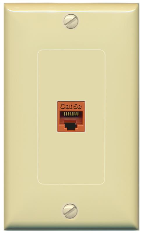 RiteAV -CAT5E-ORANGE Wall Plate [Ivory]