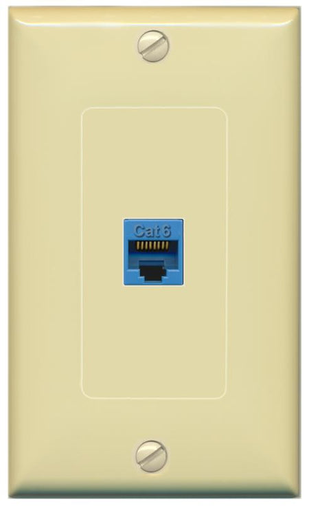 RiteAV -CAT6-BLUE Wall Plate [Ivory]