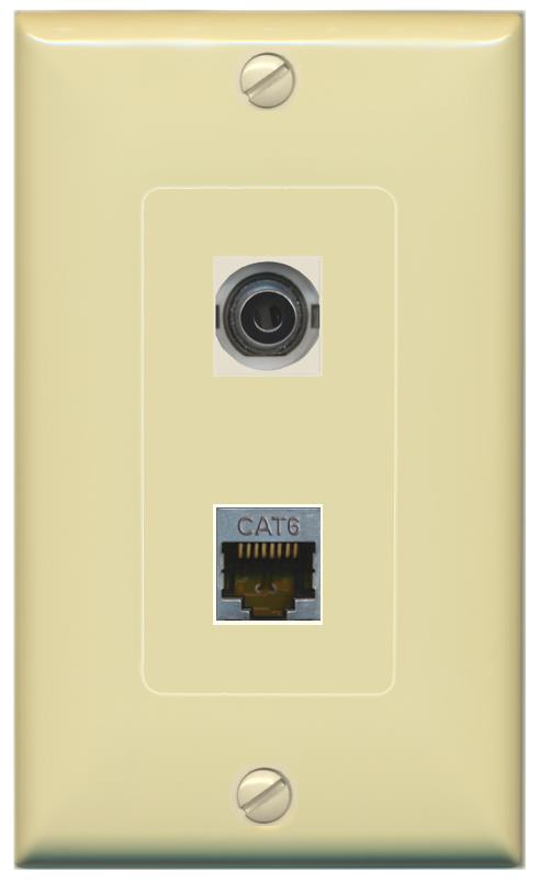 3.5mm CAT6-SHIELDED Wall Plate [Ivory]