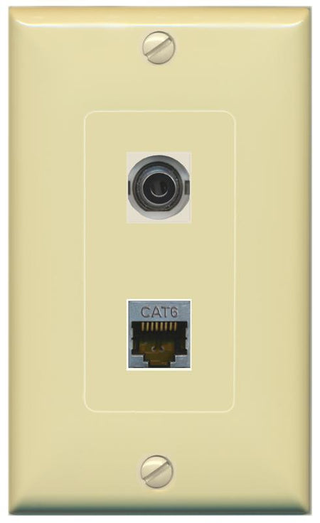 3.5mm CAT6-SHIELDED Wall Plate [Ivory]