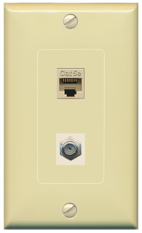 CAT5E COAX Wall Plate [Ivory]