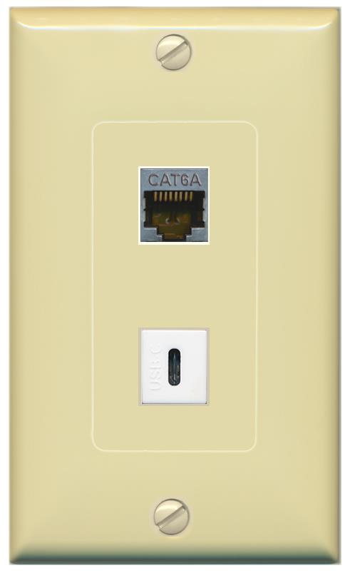 CAT6A USBC Wall Plate [Ivory]