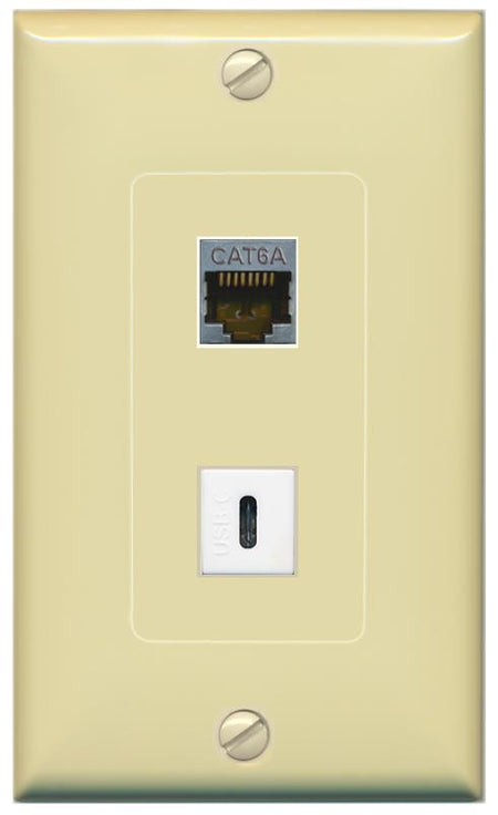 CAT6A USBC Wall Plate [Ivory]