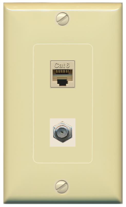 CAT6 COAX Wall Plate [Ivory]