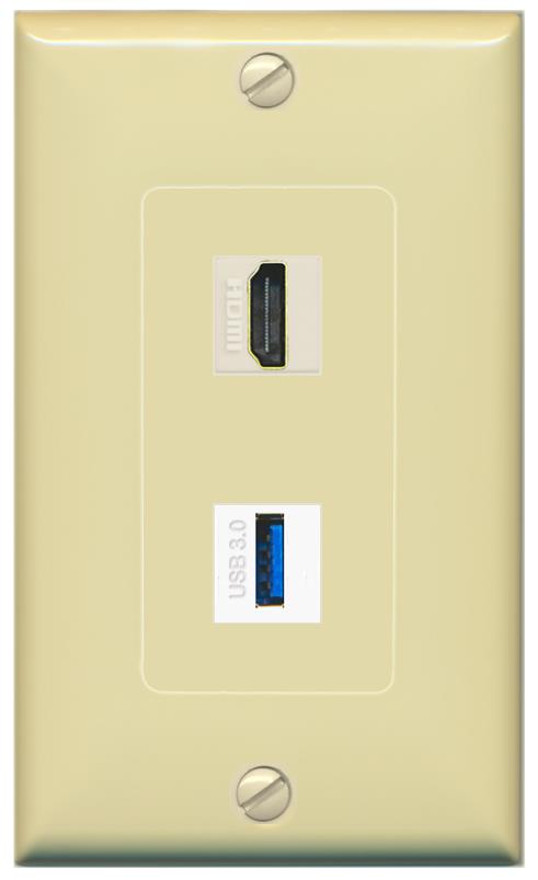 HDMI USB-3 Wall Plate [Ivory]
