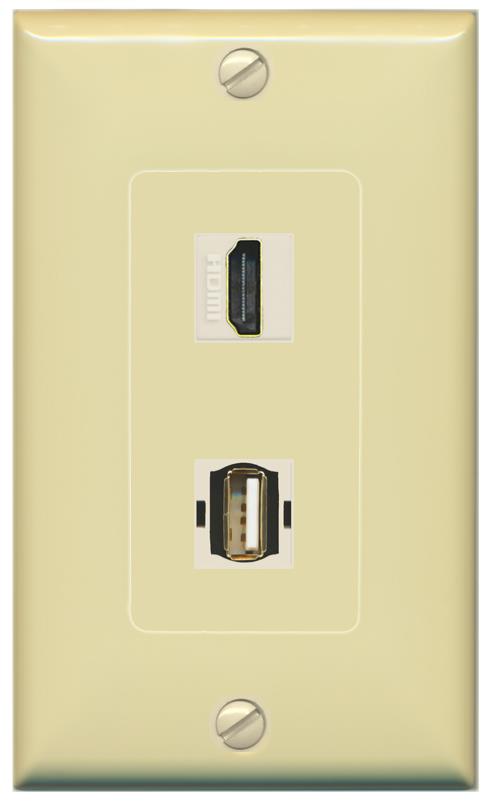 HDMI USB2 Wall Plate [Ivory]