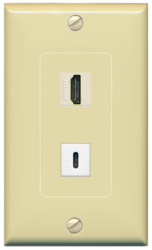 HDMI USBC Wall Plate [Ivory]