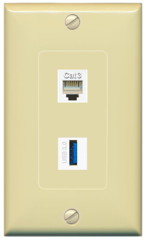 PHONE USB-3 Wall Plate [Ivory]