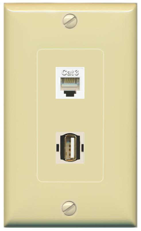 PHONE USB2 Wall Plate [Ivory]