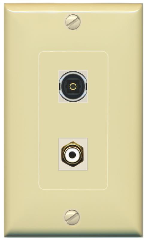 RCA-WHITE TOSLINK Wall Plate [Ivory]