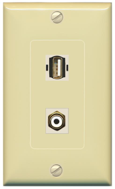 RCA-WHITE USB2 Wall Plate [Ivory]