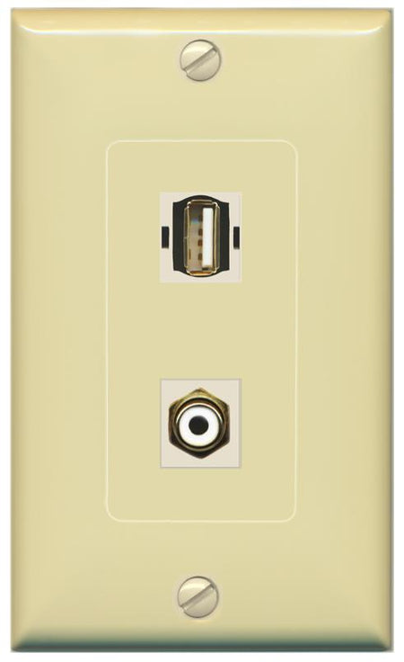 RCA-WHITE USB2 Wall Plate [Ivory]