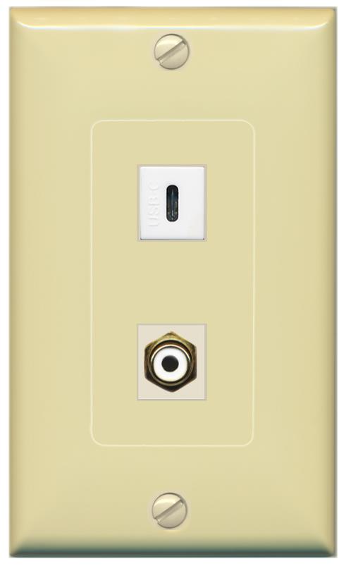 RCA-WHITE USBC Wall Plate [Ivory]
