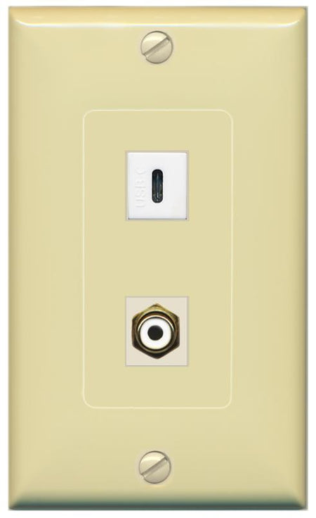 RCA-WHITE USBC Wall Plate [Ivory]
