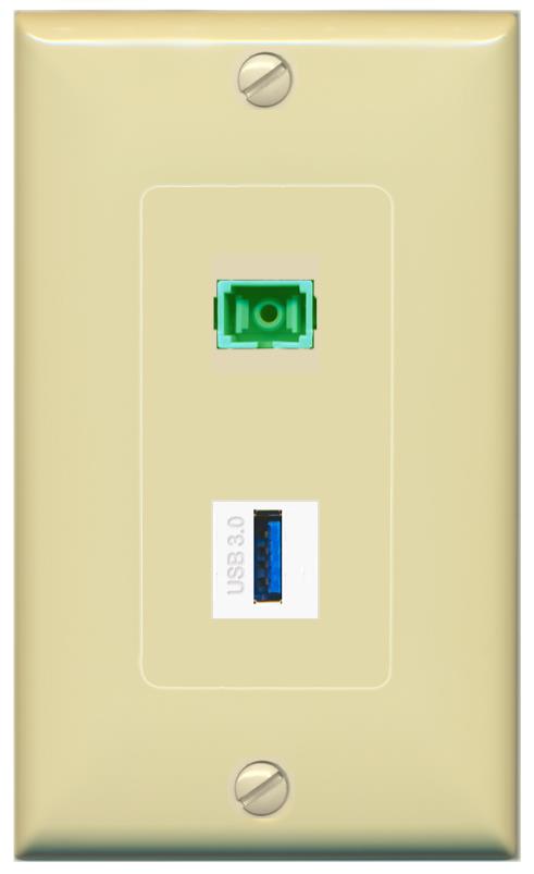 SC-APC-SX USB-3 Wall Plate [Ivory]