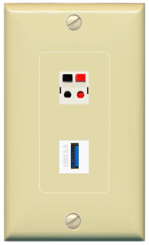 SPEAKER USB-3 Wall Plate [Ivory]