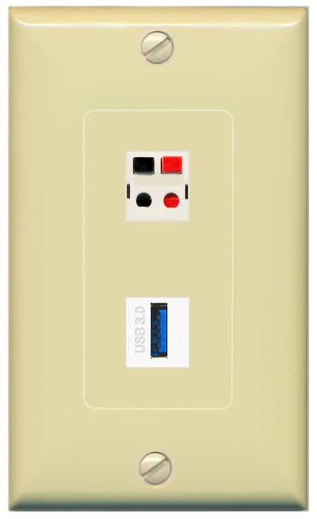 SPEAKER USB-3 Wall Plate [Ivory]