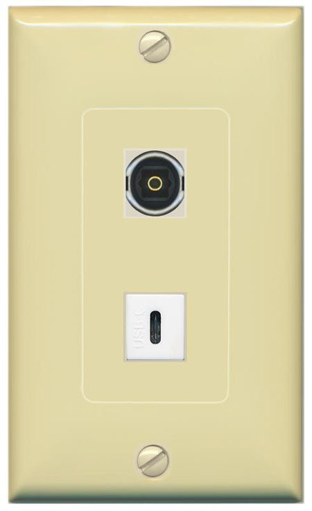 TOSLINK USBC Wall Plate [Ivory]