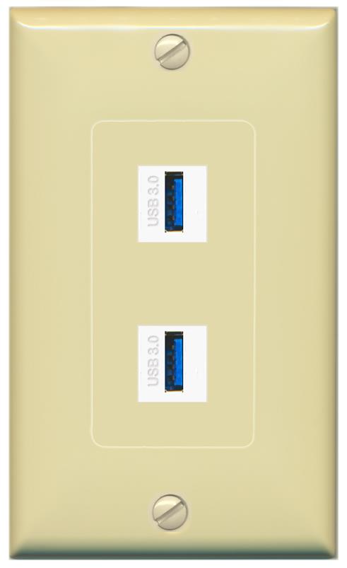 2 USB-3 Wall Plate [Ivory]
