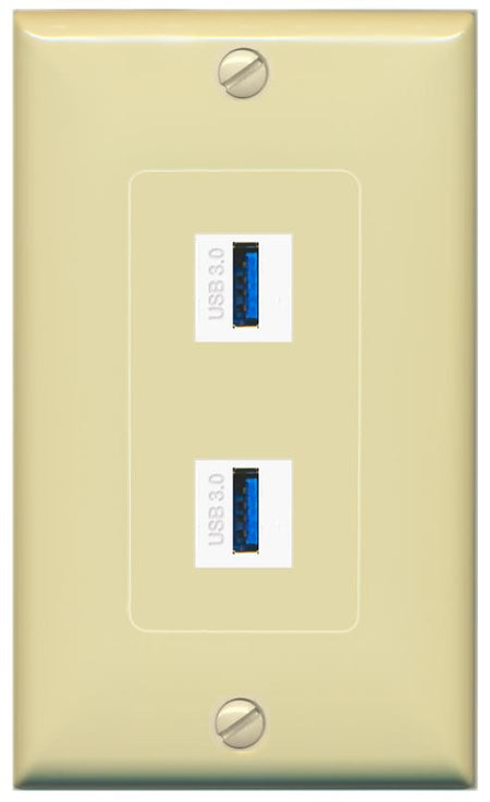 2 USB-3 Wall Plate [Ivory]